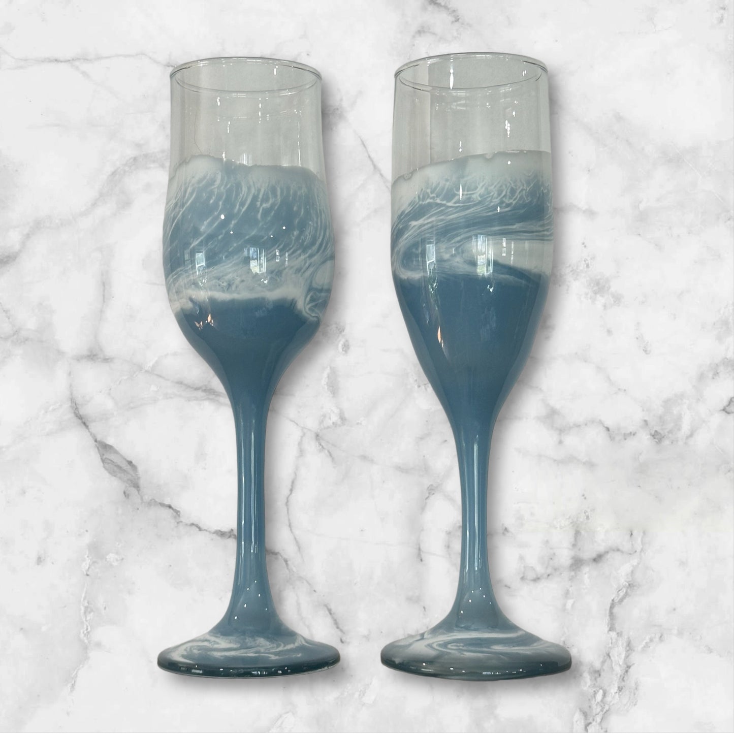 Beach Inspired Resin Champagne Flutes