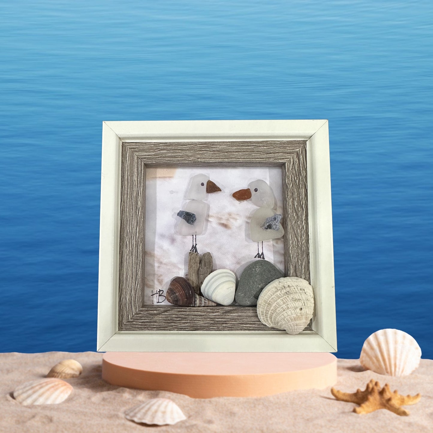 Beachlover, Sea Glass, Shell, Sea Gull/Bird Home Decor Picture