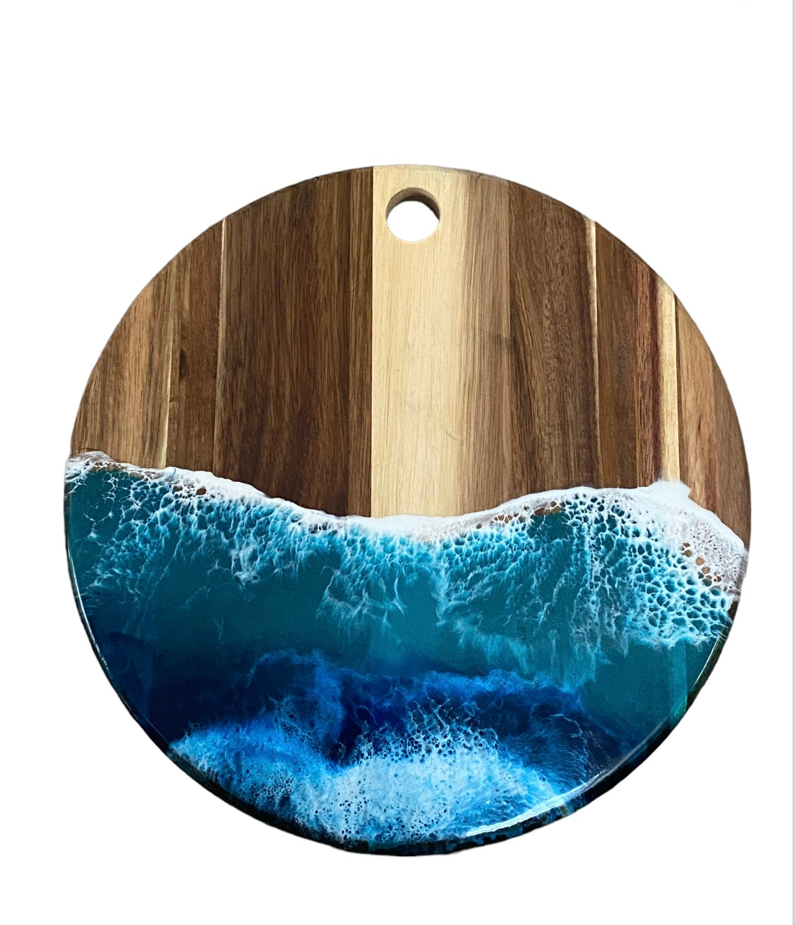 Beach inspired resin charcuterie boards